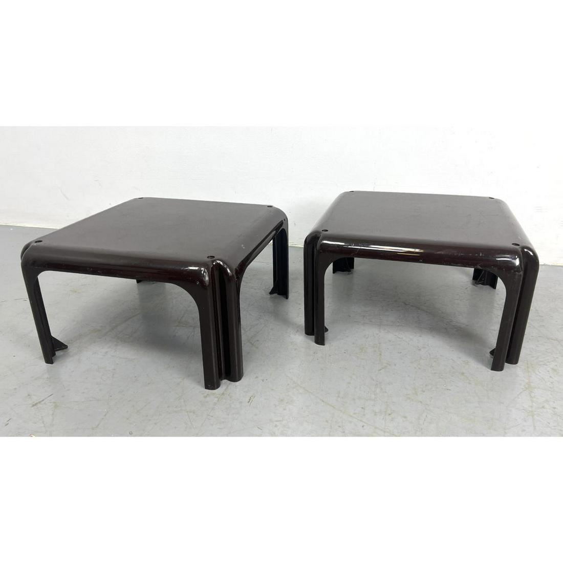 Pr of Brown Vico Magistretti,  Demitrio end coffee tables, 1970, prod. Artemide Italy. Stackable. (1 of 7)