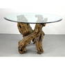 Natural Driftwood Base Glass Top Round Table. Dining occasional Breakfast Table. Great gnarled base.