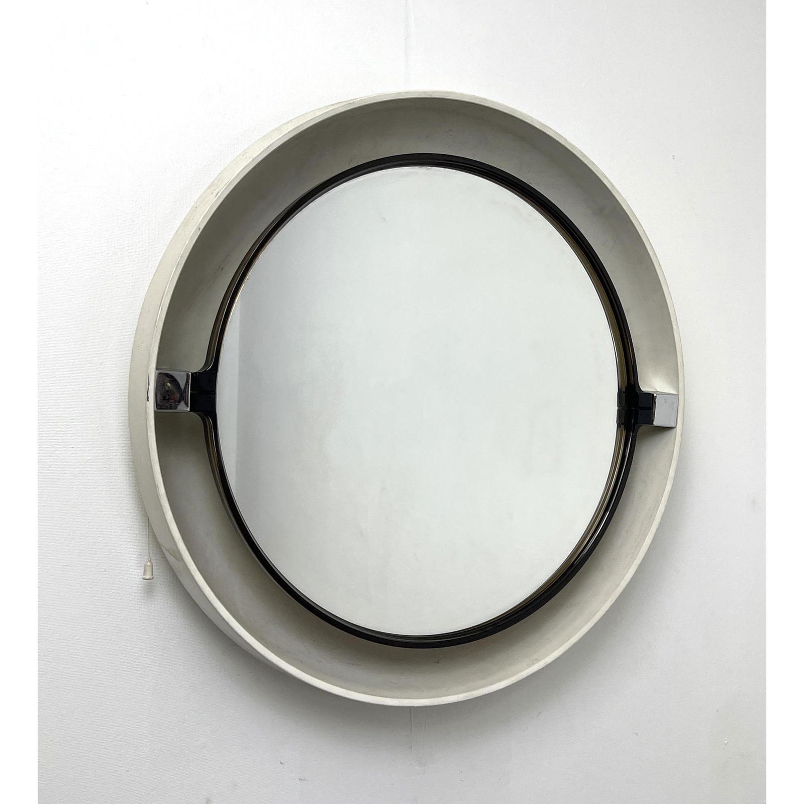 CHARLES WAGNER Modernist Wall Mirror Light. Plastic Frame with Adjustable Mirror. Chrome Accents. Wa (1 of 20)