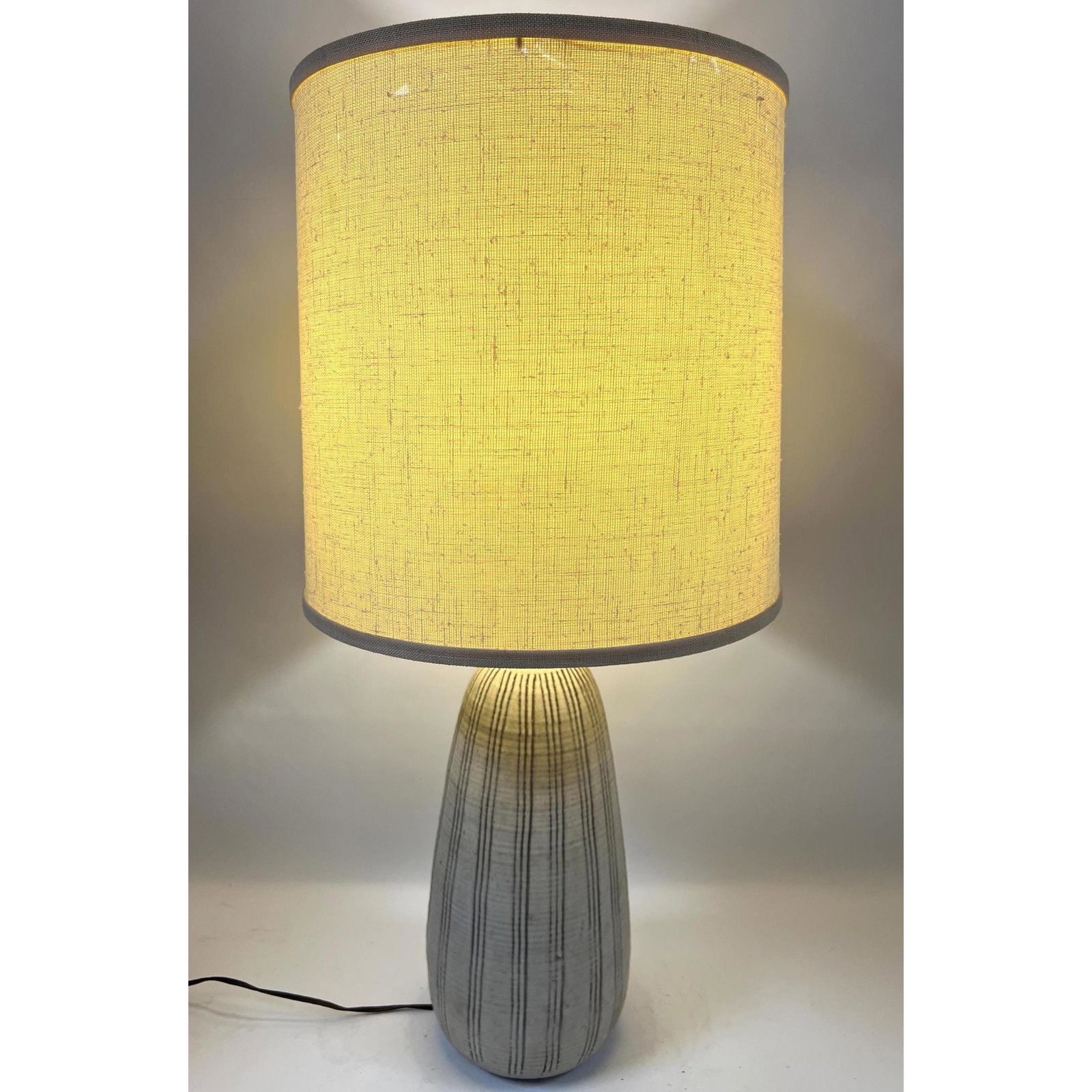 Striped Nancy Wickham pottery lamp. Modernist Glazed Studio Pottery. Unmarked. (1 of 10)