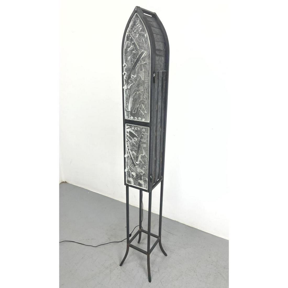 Designer Metal Cabinet with Artisan Studio Molded Glass Panels. Interior glass shelves. Lighted inte (1 of 13)