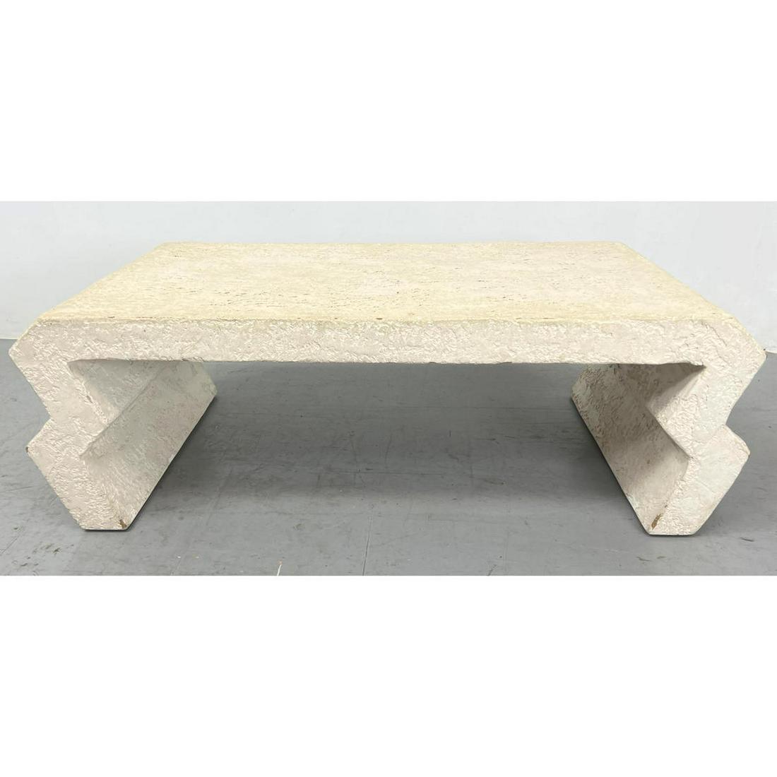 Decorator Textured Plaster Modernist Coffee Table. Zig  Zag form Legs. Bark textured finish. Plaster (1 of 9)