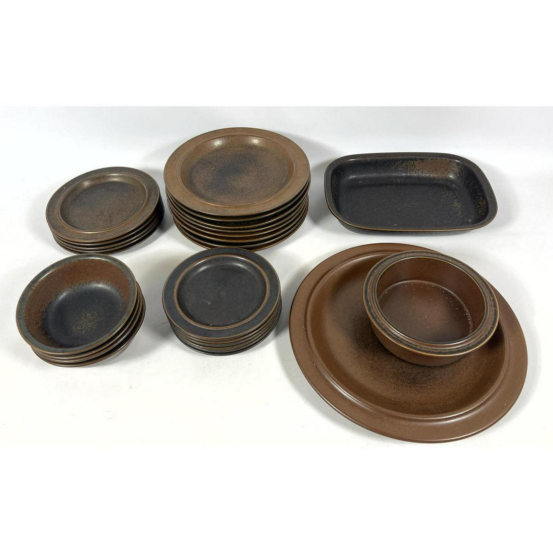 26pcs Ruska by ARABIA Brown Glazed  Stoneware.  Plates, Platters, bowls etc. (1 of 16)