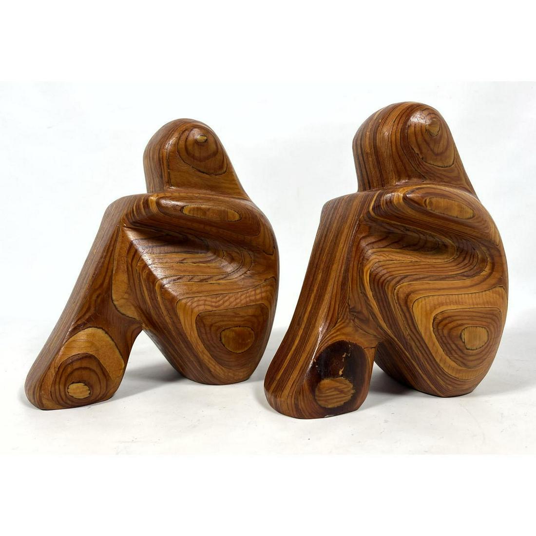 Pr P HARGRAVE Laminated Wood Figural Sculptures. Seated Figures. Signed. (1 of 10)