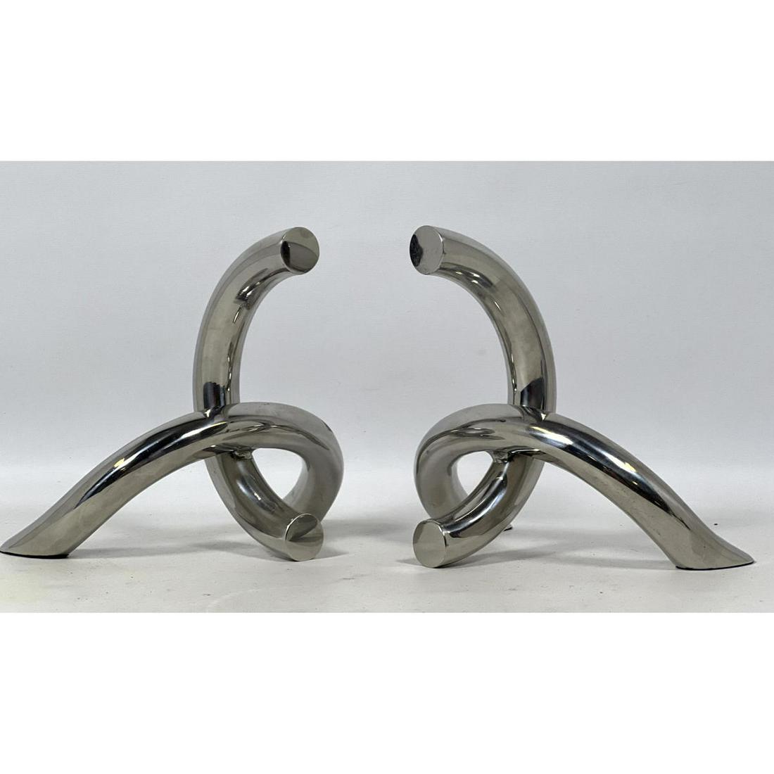 Pair Heavy Stainless Steel Chain Link Bookends. Horseshoe design. (1 of 4)