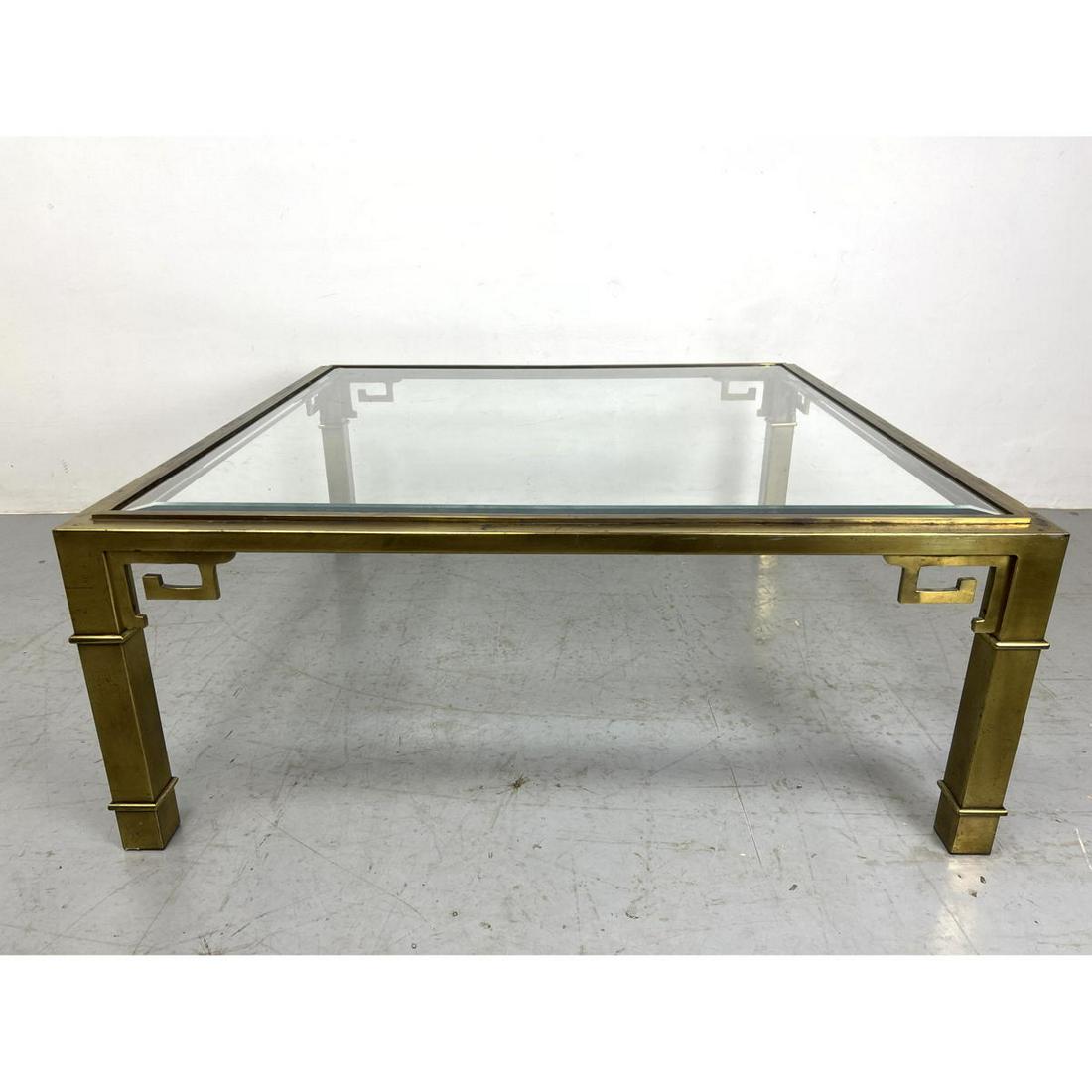 MASTERCRAFT Asian style Brass Coffee Table. Glass Top. Unmarked. (1 of 8)