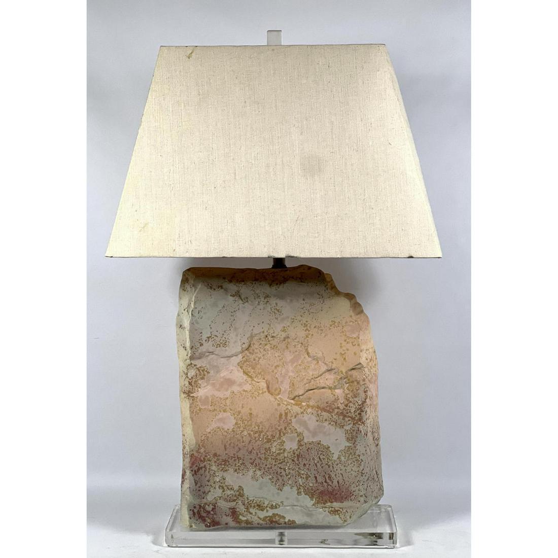 Plaster Faux Stone Slab Lamp. Mounted on Lucite Base. (1 of 10)