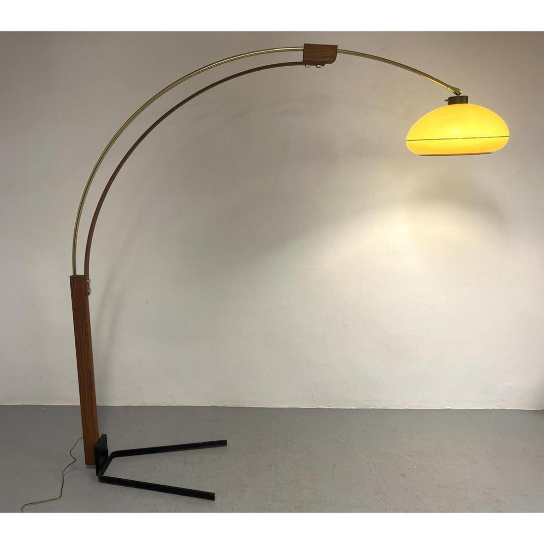 Mid Century Nova Lighting Brass and Oak Arch Floor Lamp. (1 of 11)