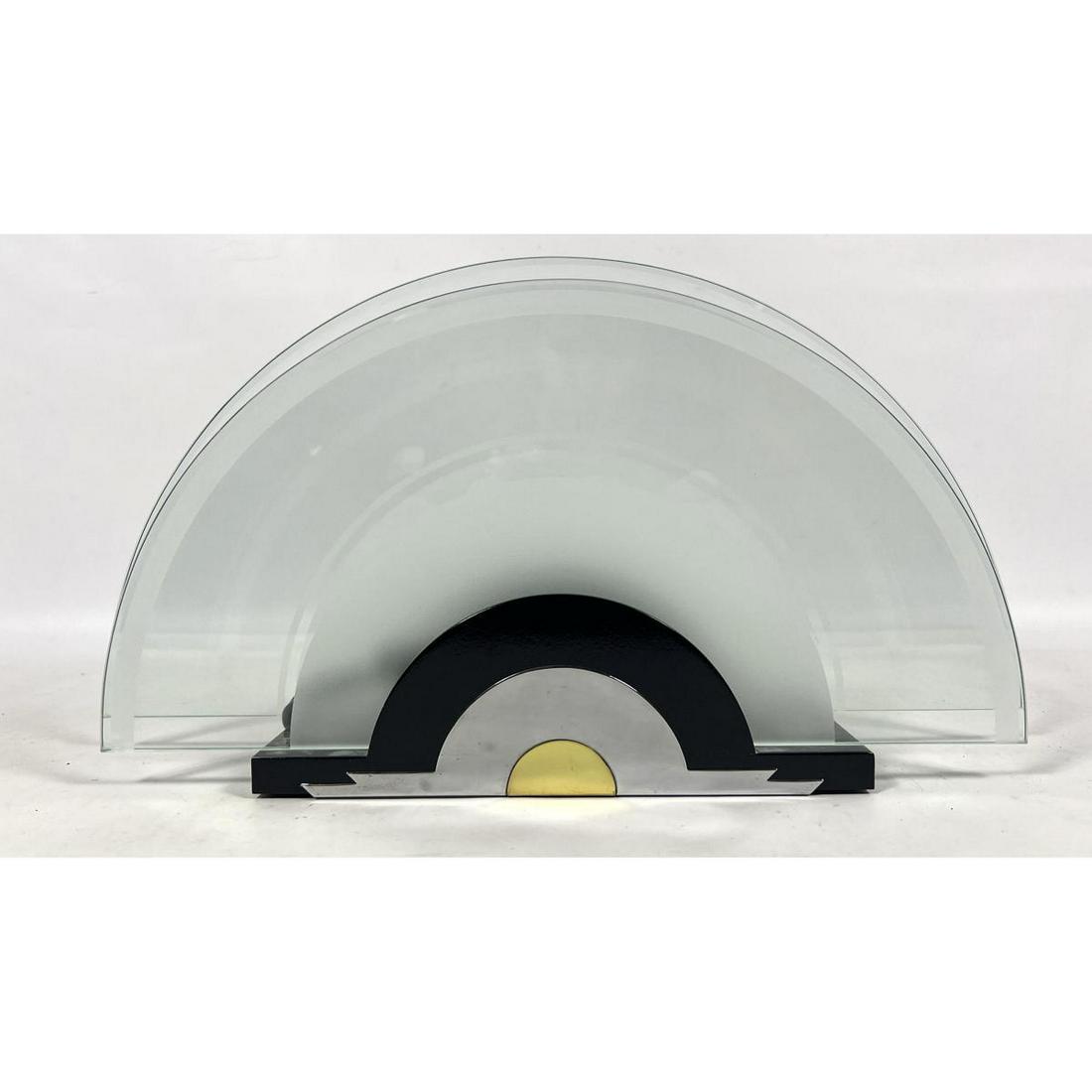 Karl Springer Style Art Deco Form Table Lamp. Frosted and Clear Glass with metal mounts. (1 of 14)