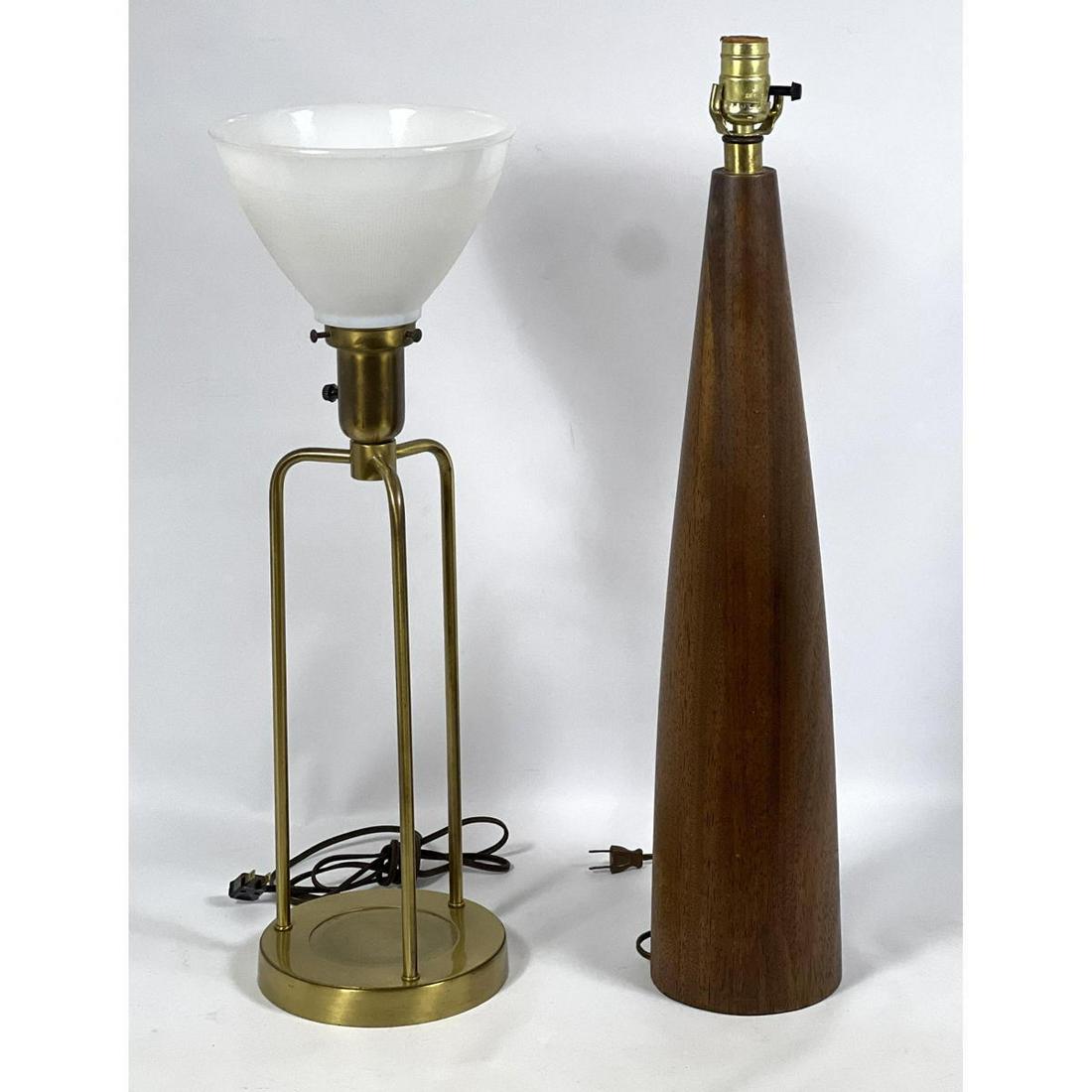 2pcs Large Teak Vintage Table Lamp. Brass 1950's Minimalist Lamp (1 of 13)