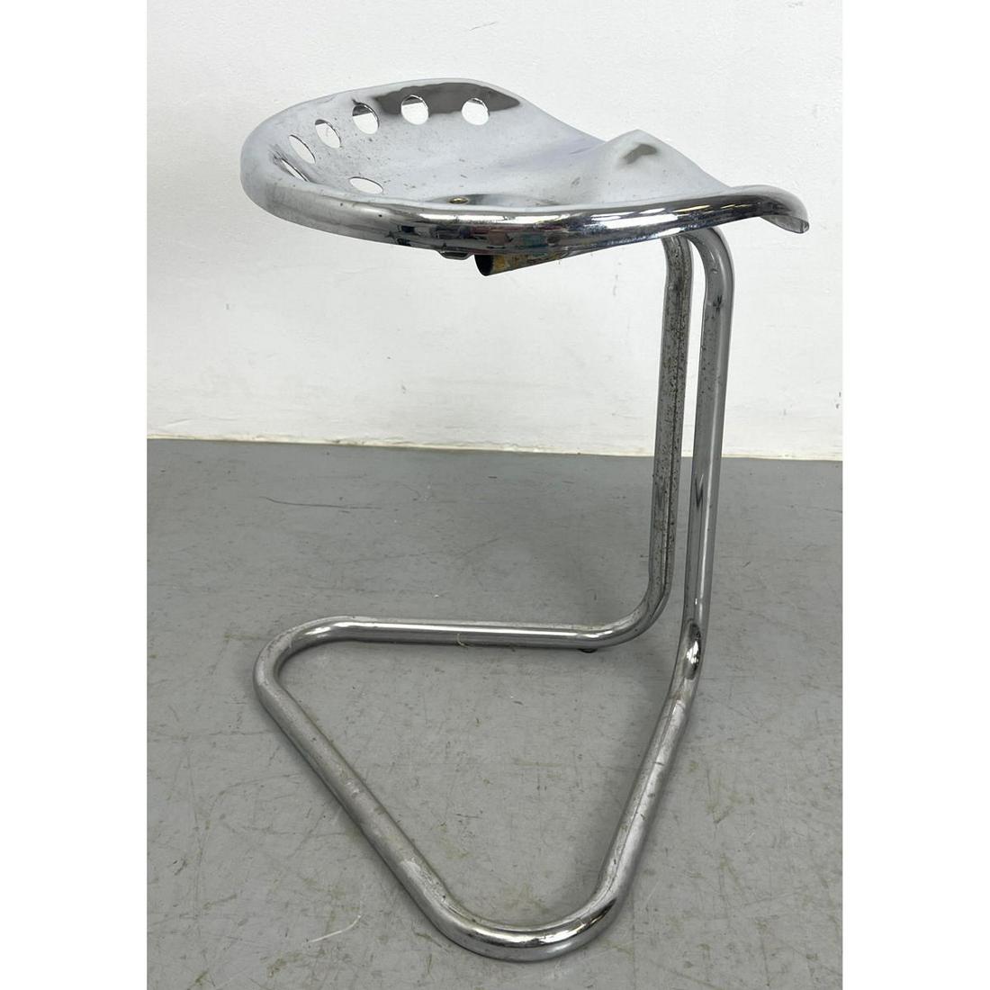 Industrial inspired Faux Tractor Seat Chrome Bar Stool. Cantilevered Chrome Tractor Seat Stool (1 of 7)
