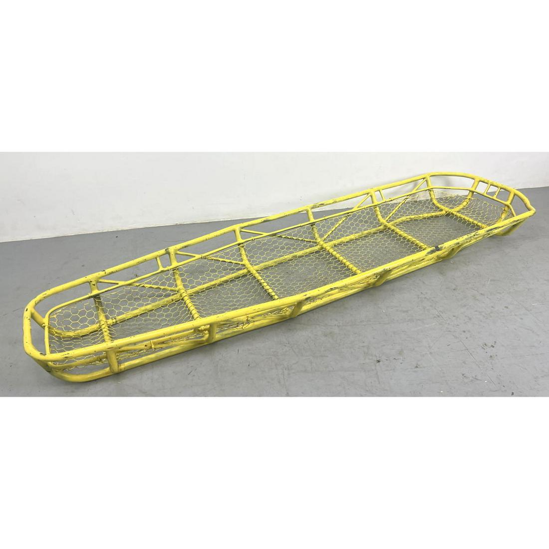 Vintage Metal Cage Rescue Stretcher Basket. Confined Narrow Space Rescue. Painted Bright Yellow to c: Vintage Metal Cage Rescue Stretcher Basket. Confined Narrow Space Rescue. Painted Bright Yellow to cheer up the poor rescue. Nice Prop and conversation starter!! Dimensions: H: 7.5 inches: W: 24 inche