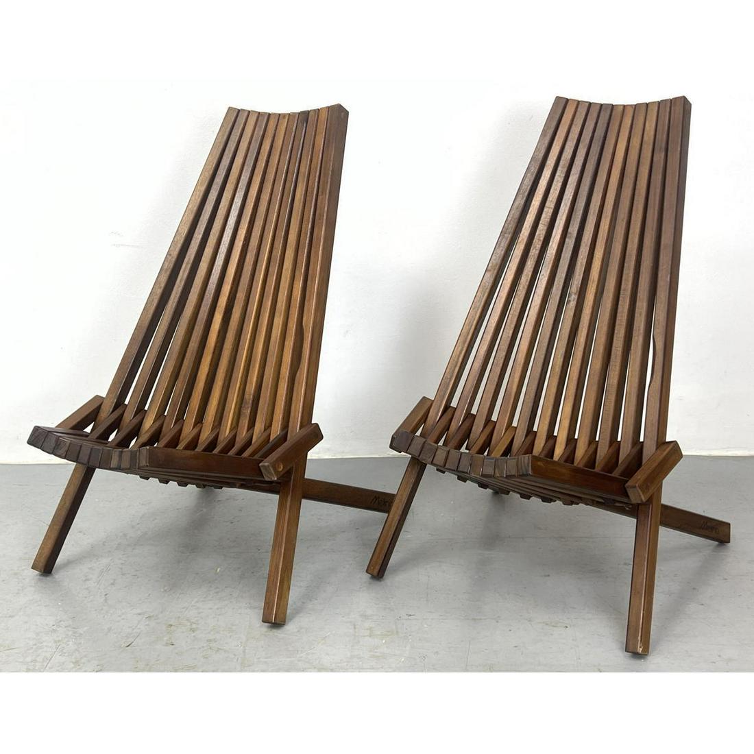 Pr Studio Woodworker teak Wood Folding Lounge Chairs. MELINO. Collapsible Diamond Chair. Thick wood (1 of 12)