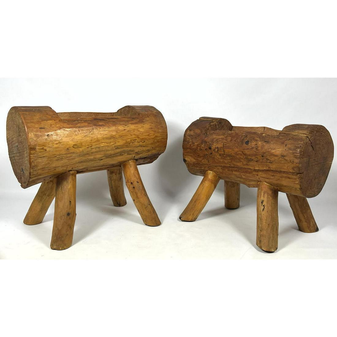Pr Hollowed Log Planters. Organic Natural Wood branch legs. (1 of 10)