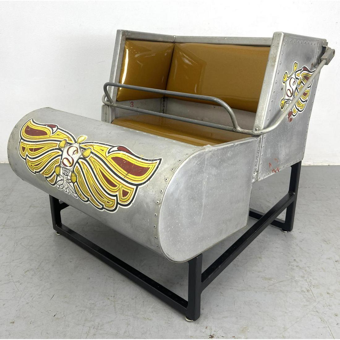 Industrial Amusement Park Ride Lounge Chair Conversion. Ride Chair with safety bar attached to back (1 of 11)