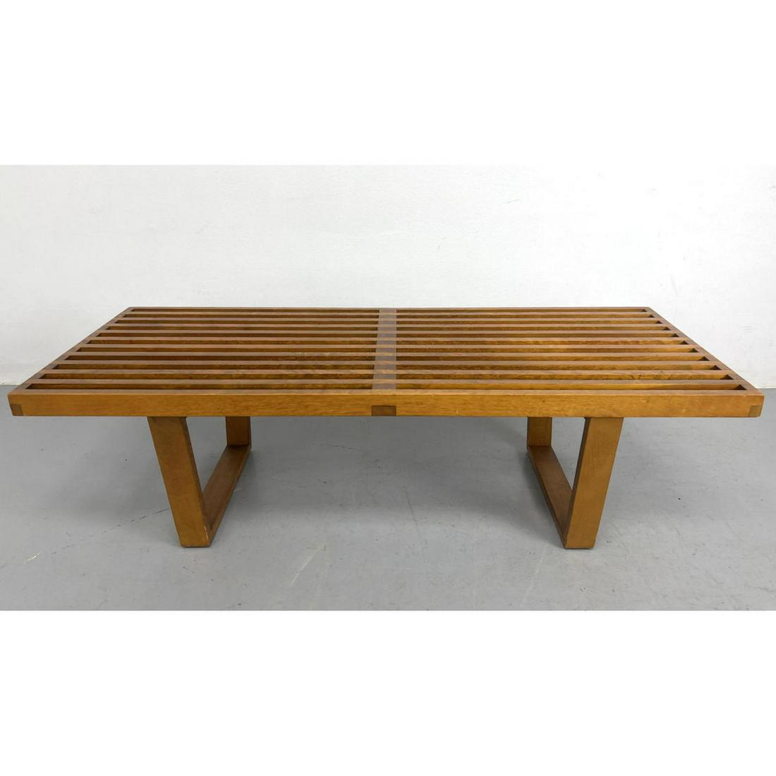 GEORGE NELSON  for HERMAN MILLER Slat Bench. Custom Order with Blond Leg Base. Lot includes original (1 of 11)