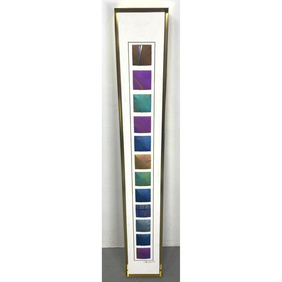 GREG COPELAND Color Metal Squares Framed Art. Mostly shades of blue and green square framed vertical (1 of 13)