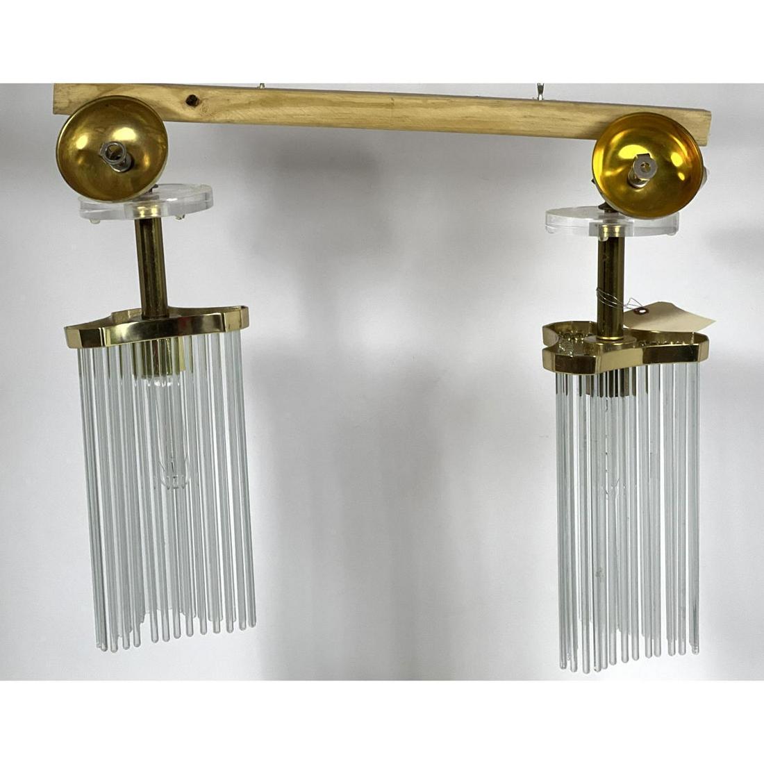 Pair GAETANO SCIOLARI Glass rod hanging Pendant Chandelier lamps. Matched pair. (1 of 7)
