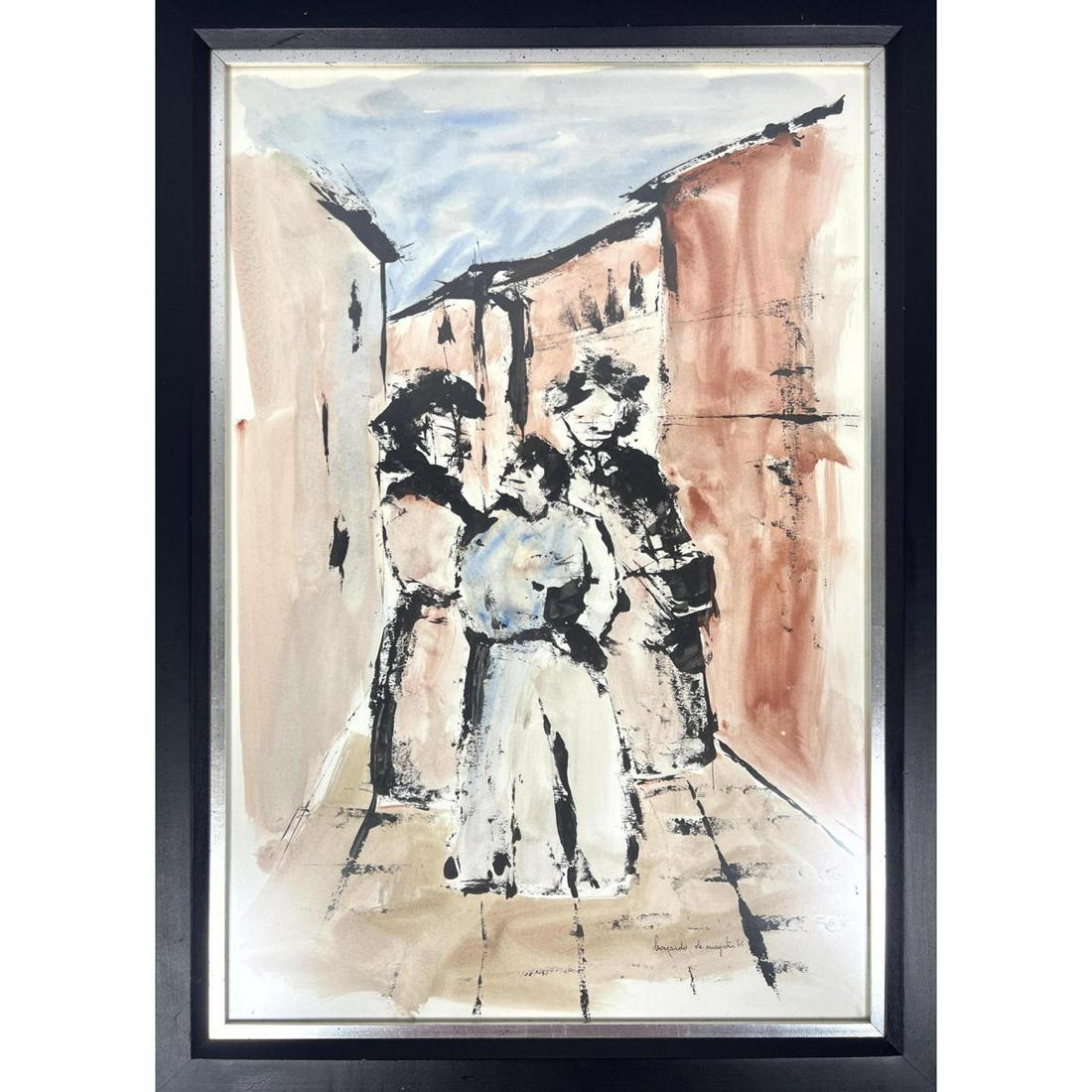 Three Figures Framed Art. Signed Leonardo ????   Dated '65. (1 of 9)