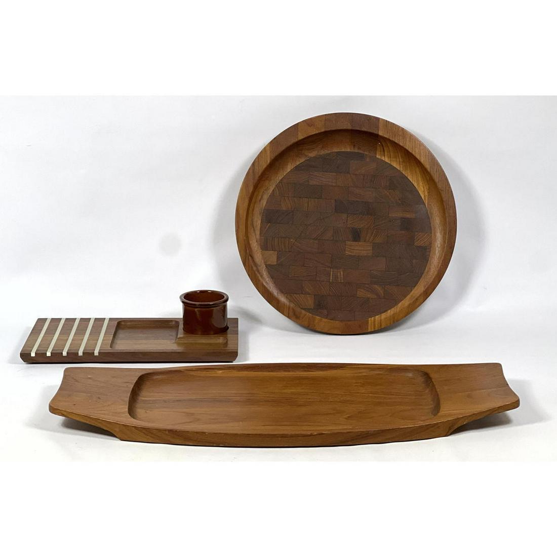 Teak Table Accessories. Some marked Dansk. Trays etc.: Teak Table Accessories. Some marked Dansk. Trays etc. Dimensions: H: 1 inches: W: 26 inches: D: 12 inches --- US Packing and Shipping charge: In house shipping available. Will be calculated once desti