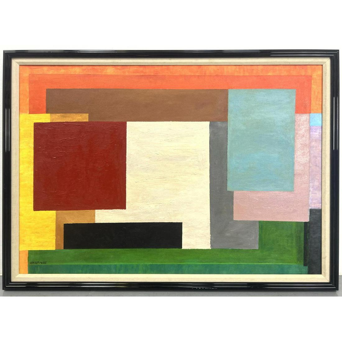 Murray Hantman geometric abstract Painting on Canvas "tracer # 4" (1 of 9)
