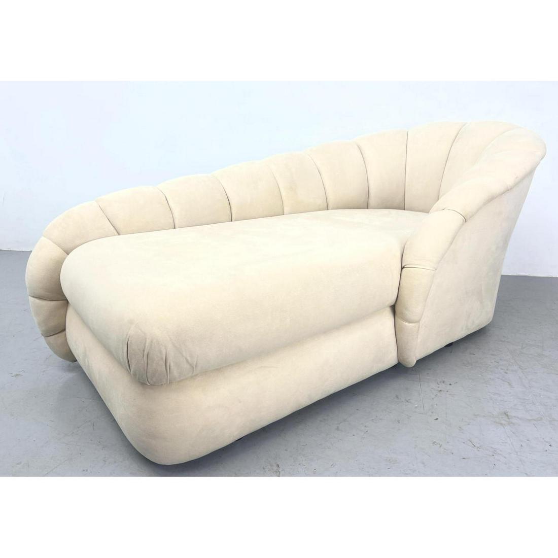 VLADIMIR KAGAN for DIRECTIONAL Chaise Lounge. Sweeping Scallop Back. Directional tag: VLADIMIR KAGAN for DIRECTIONAL Chaise Lounge. Sweeping Scallop Back. Directional tag Dimensions: H: 28.5 inches: W: 36 inches: D: 67 inches --- We offer curbside delivery to NYC, Manhattan, Close Broo