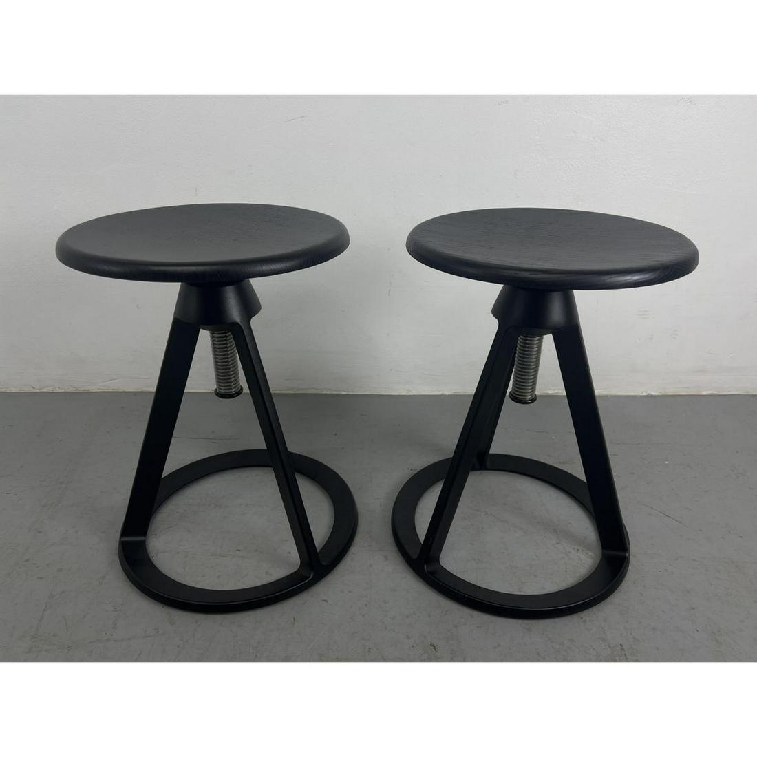 KNOLL Stoll by JAY OSGERBY, EDWARD BARBER. Ebonized Wood  Piton Stool with adjustable height seat. M (1 of 9)