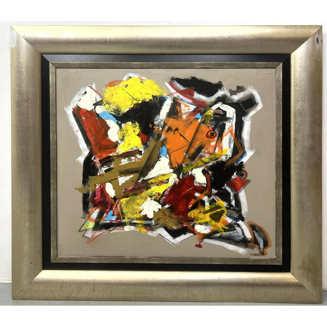DENNIS SAKELSON Abstract Painting. Robust Color Palette. Abstract Expressionist. Signed. Framed. (1 of 11)