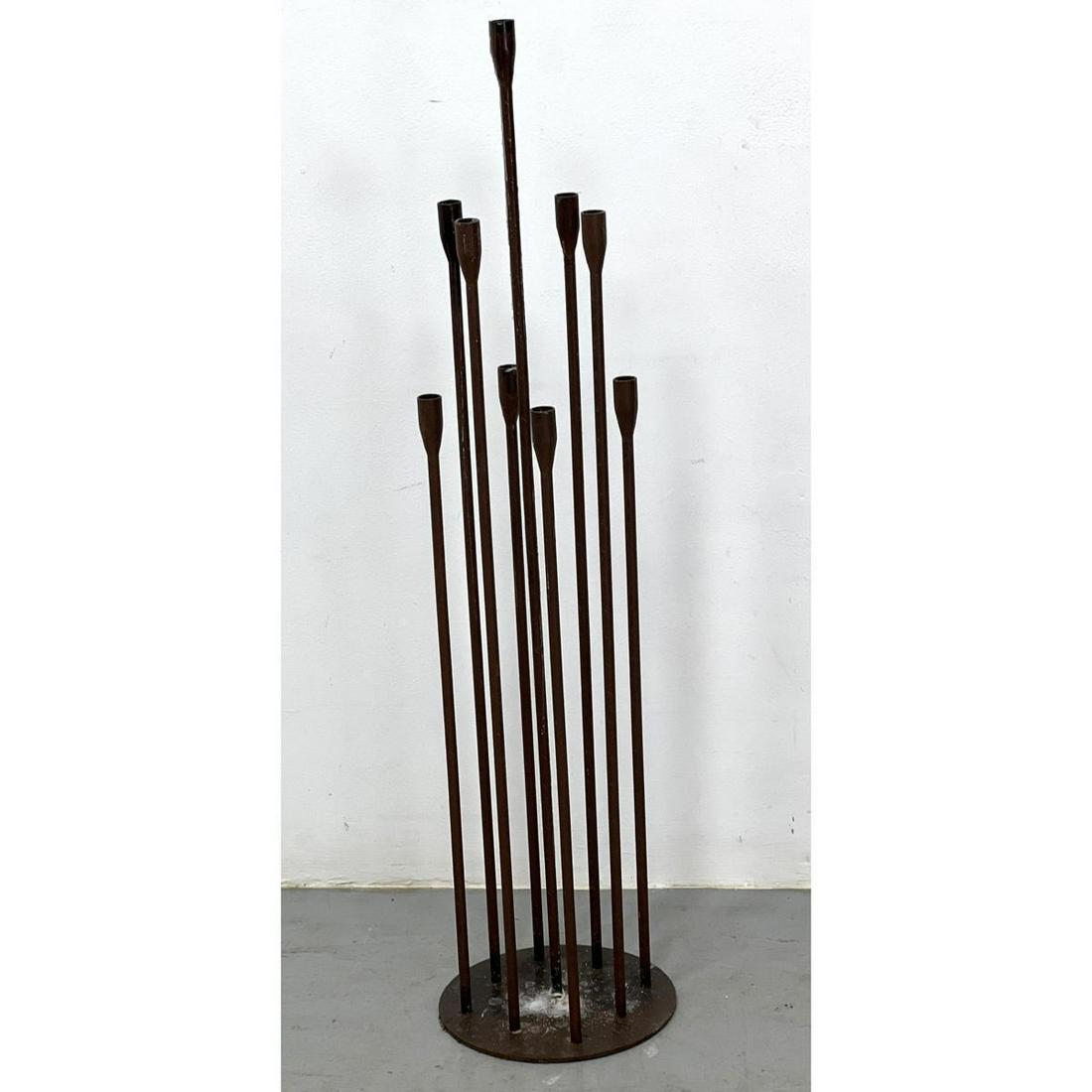 Iron floor candelabra. Round base. Steel. (1 of 6)
