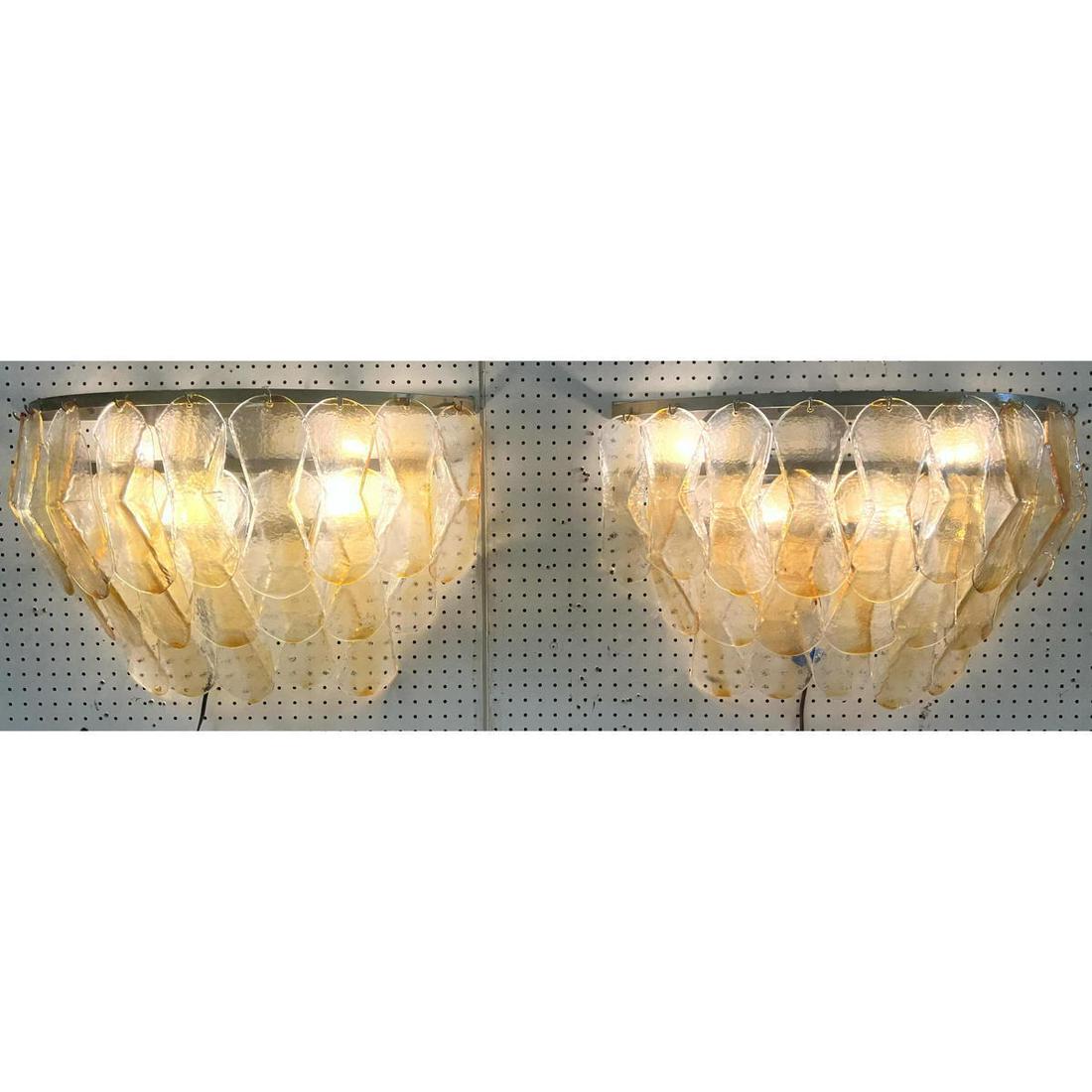 Pair of large Murano Glass Sconces 1970s. Colored glass folded panels. (1 of 5)