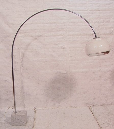 Italian Arc Floor Lamp. Chrome, Lucite & Marble.: Italian Arc Floor Lamp. Chrome, Lucite & Marble. Chrome Arm with Lucite Semi circle shade on heavy marble base.-- Dimensions: H: 88 inches: W: 74 inches: D: 15 inches ---