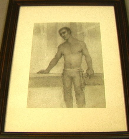 JOHN LEAR Signed Pencil Drawing. His typical sub: JOHN LEAR Signed Pencil Drawing. His typical subject: Man, Acrobat. Signed & Dated '05. Philadelphia area artist.-- Dimensions: Image Size: H: 12 inches: W: 9 inches ---