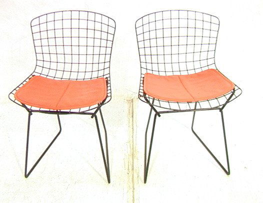 Harry Bertoia For Knoll Child's Chairs with Orang: Harry Bertoia For Knoll Child's Chairs with Orange Cushions. Labeled Knoll Associates. Children-- Dimensions: H: 23.5 inches: W: 15.75 inches: D: 16 inches ---