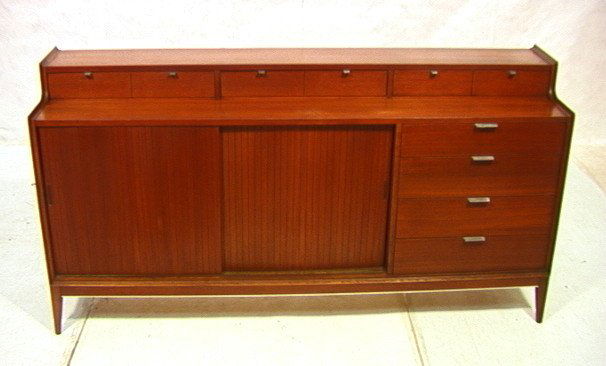 American Modern Walnut Credenza Sideboard Dresser: American Modern Walnut Credenza Sideboard Dresser. Cavalier. Sliding door base. Drawer top.-- Dimensions: H: 37.25 inches: W: 72 inches: D: 18 inches ---