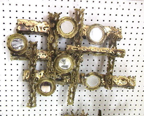 SEANDEL style Brutalist Welded Brass Wall Sculptu: SEANDEL style Brutalist Welded Brass Wall Sculpture with Mirrors. Signed ??-- Dimensions: H: 22 inches: W: 17 inches: D: 3 inches ---