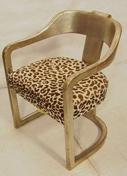 CARL SPRINGER Onassis Chair. Silver Leaf Gilt on: CARL SPRINGER Onassis Chair. Silver Leaf Gilt on Greek Form Frame.-- Dimensions: H: 33 inches: W: 24.25 inches: D: 22 inches ---