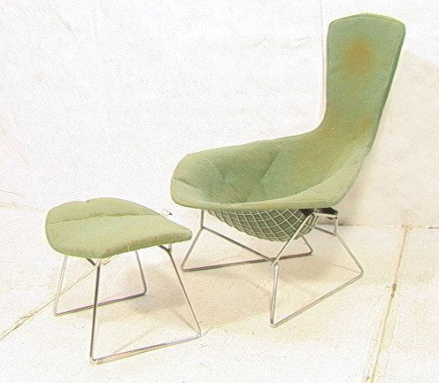 Harry Bertoia Bird Chair and Ottoman for Knoll As: Harry Bertoia Bird Chair and Ottoman for Knoll Associates. Chrome wire frame. Rubber supports.-- Dimensions: H: 38 inches: W: 38 inches: D: 34 inches ---