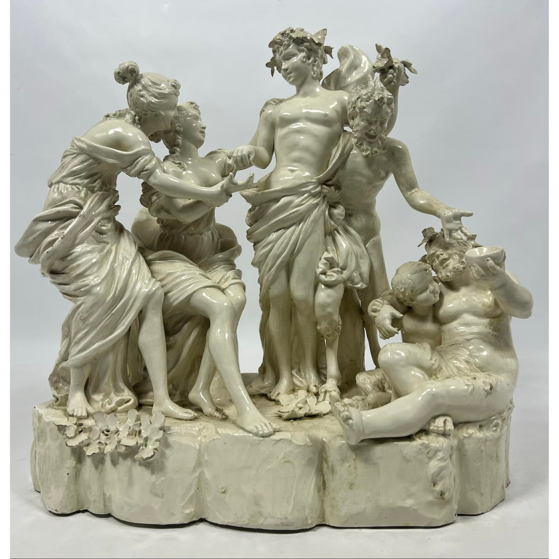 Napoli Capodimonte Porcelain Figural Group. Gathering of Bacchantes and People. Marked. (1 of 15)
