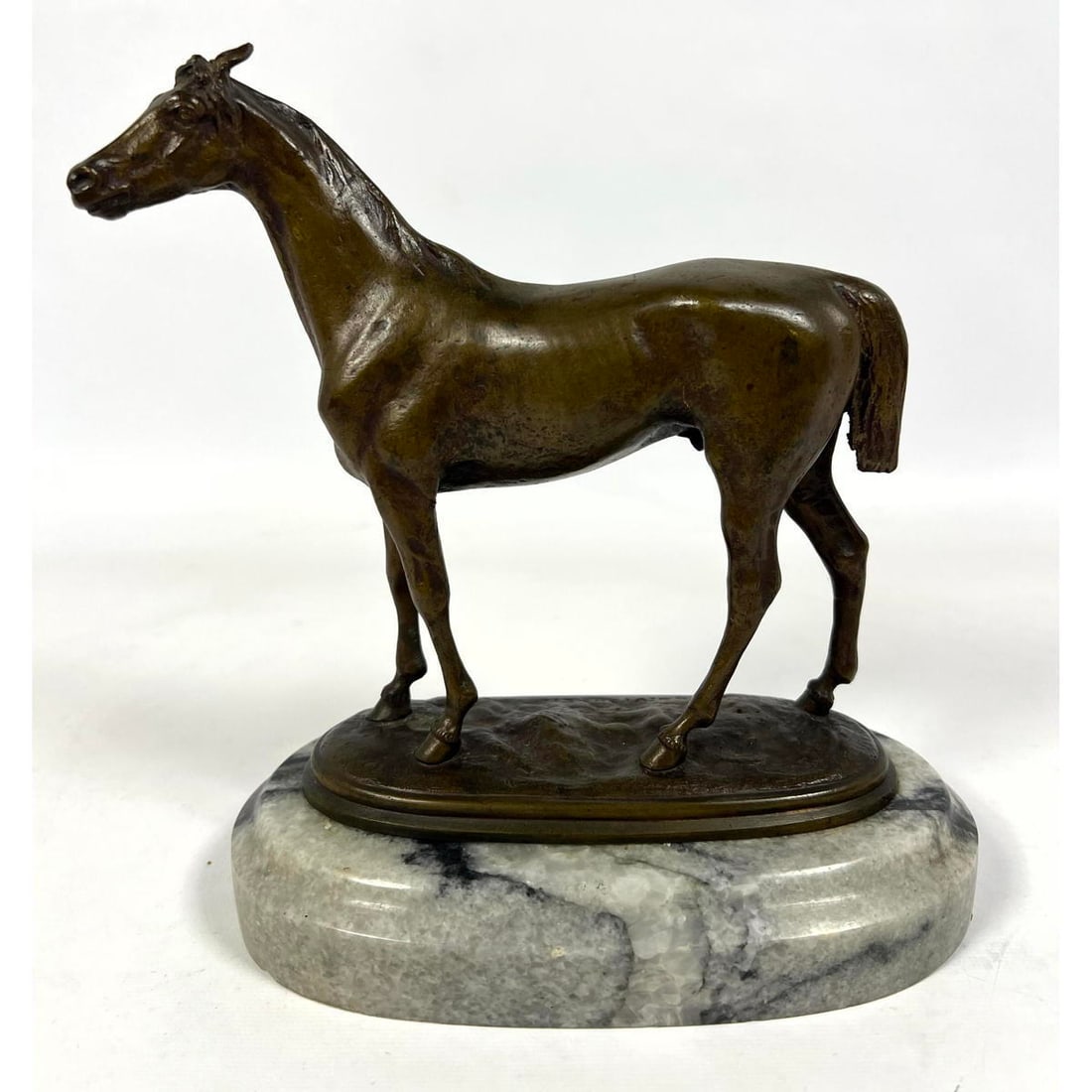 Bronze Horse Sculpture, Signed. Marble Base. (1 of 8)