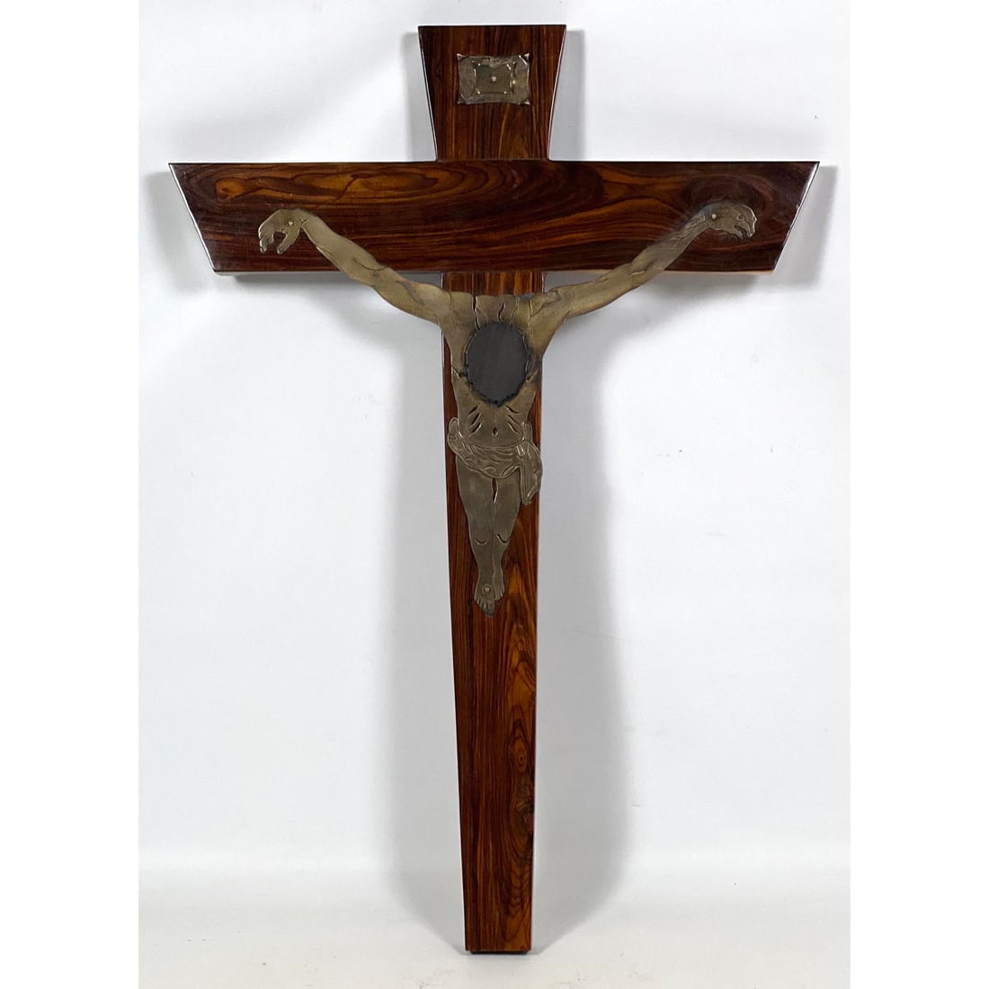 Large Mexican Sterling and Rosewood Crucifix Wall Hanger. Modernist design. (1 of 9)