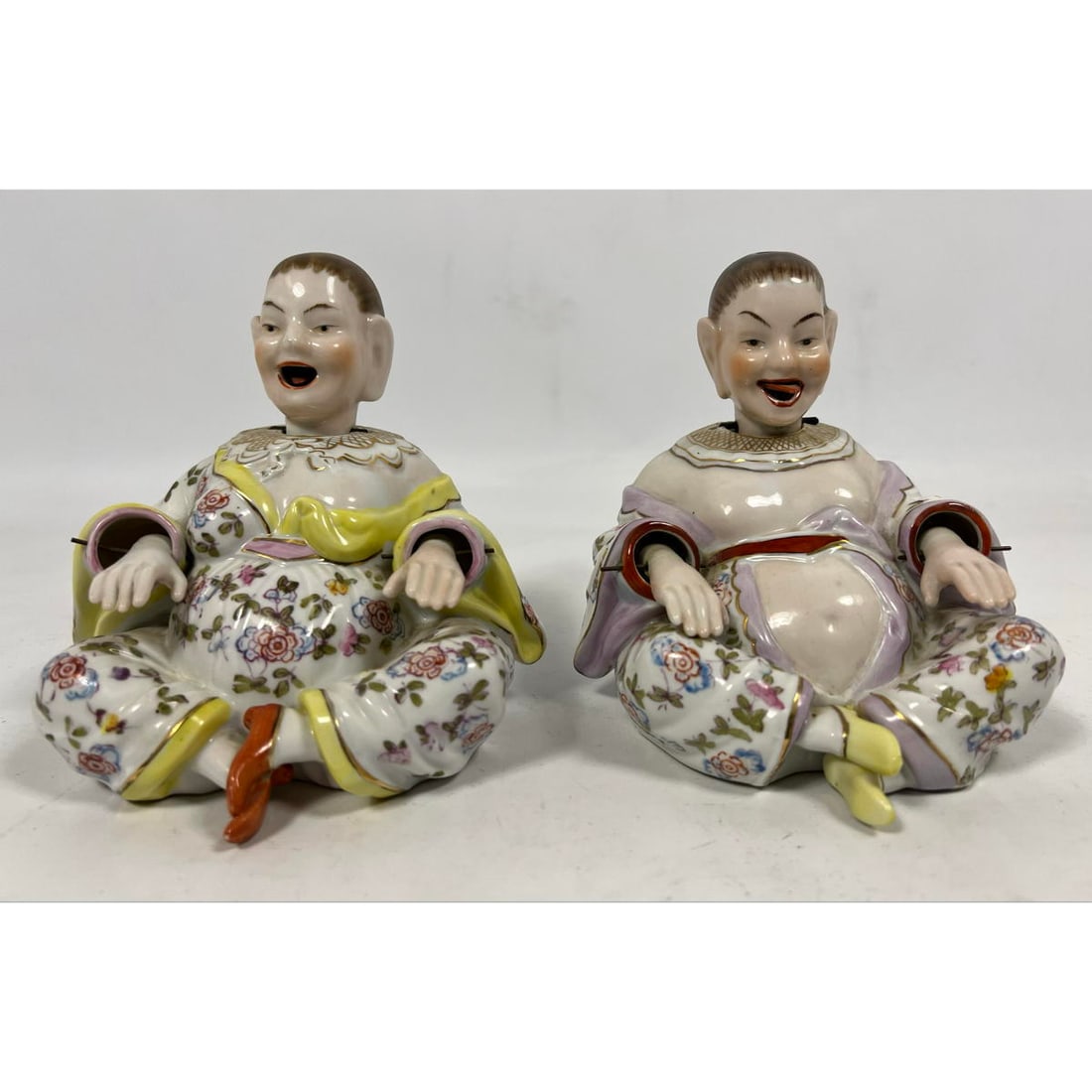 Pr Porcelain Chinese Nodders Figural Sculptures. Male and Female. Marked G519. (1 of 9)