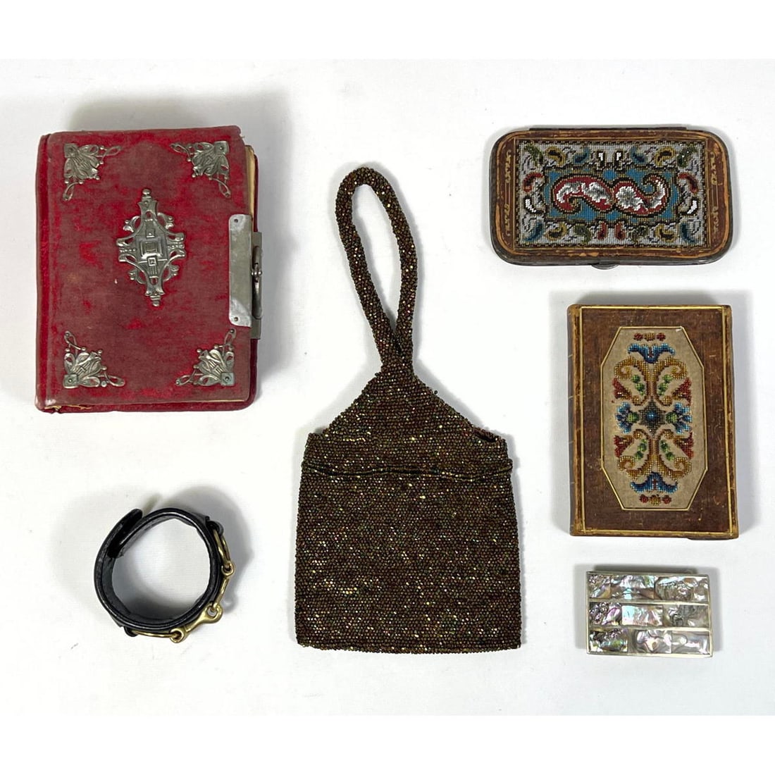 Assorted lot Petit point items beaded purse and photo album etc. Hermes Style bracelet. (1 of 18)