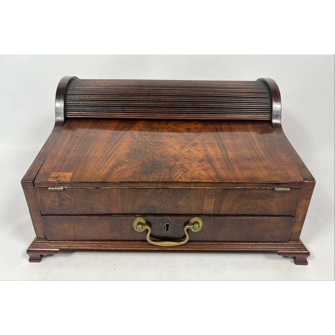 Antique Philadelphia Mahogany Table Top Desk. Elegant form with small roll top section. Portable wit (1 of 12)