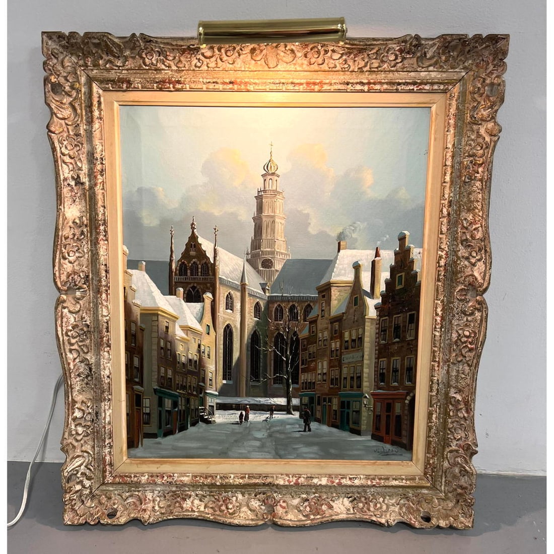 J.L. DISPO Sr. Oil Painting on Canvas. Belgium Street Scene. (1 of 8)