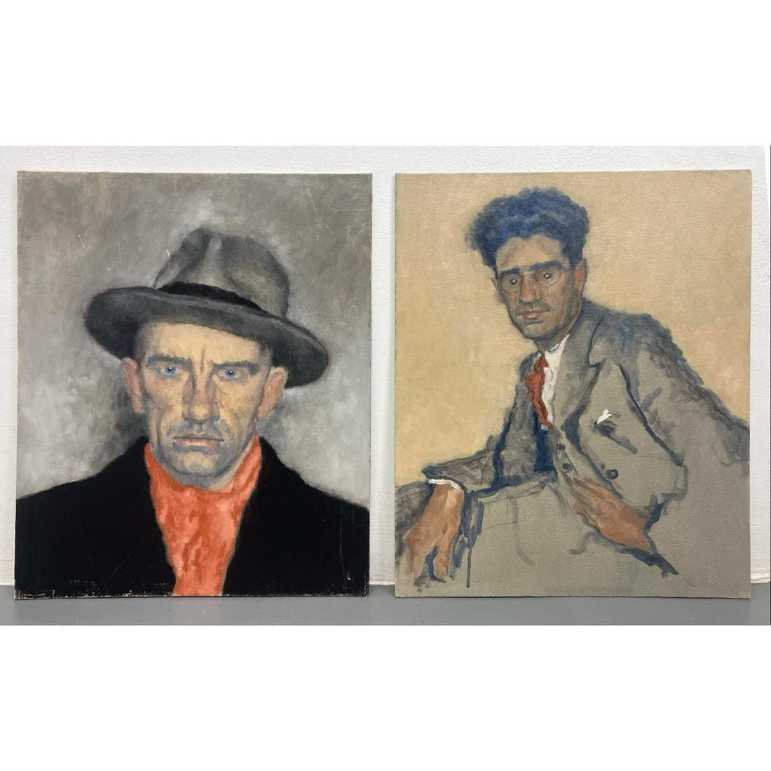 Pr JOHN M GLIATTO Portrait Paintings. VLADIMIR MAYAKORSKY and GEORGE KAUFMAN. Painted on Canvas Pane (1 of 11)