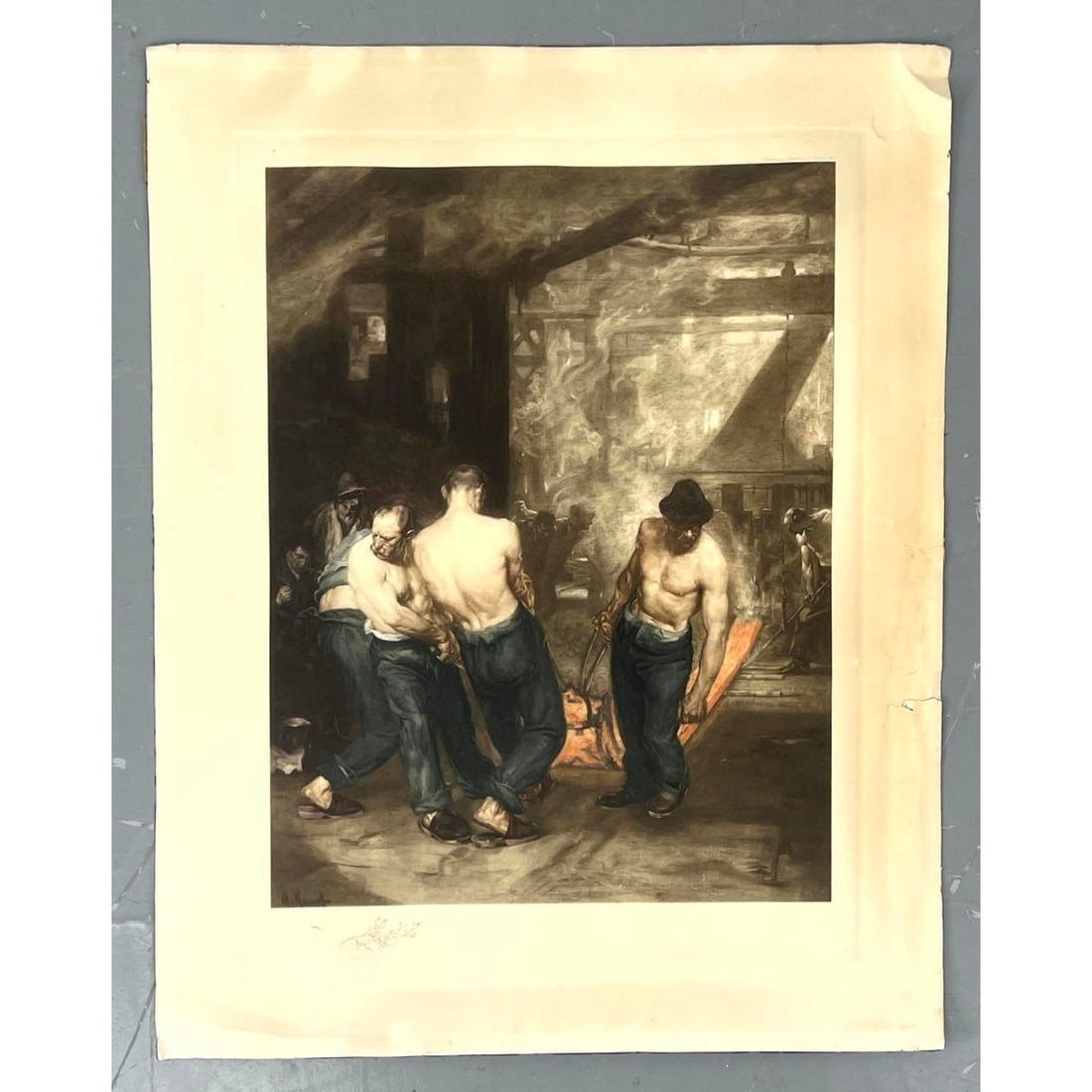 ARTHUR KAMPF Lithograph. Industrial Steel Workers. Laborers. (1 of 11)