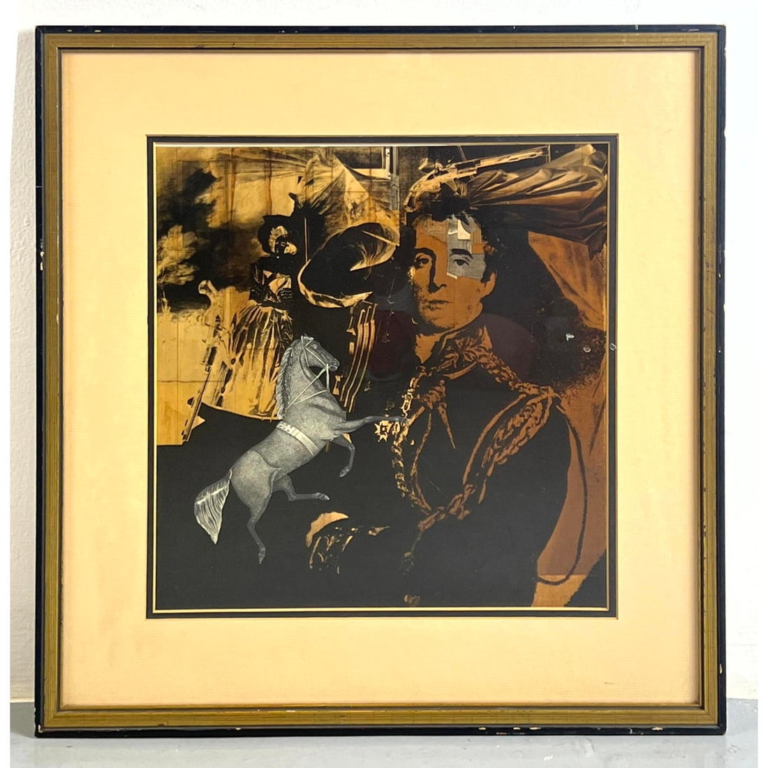 FRED OTNES, Jr. Mixed Media Painting. Image of Man in Military Parade Uniform and Horse image. Deacc: FRED OTNES, Jr. Mixed Media Painting. Image of Man in Military Parade Uniform and Horse image. Deaccessioned from FRANKLIN MINT Art Collection Archives. Paper on reverse identifies this as illustratio