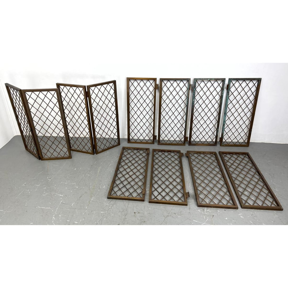 Collection of 12 Bronze Frame Grate Grill Panels. Diamond Pattern Rod Grates. Italian Style. some gr (1 of 10)