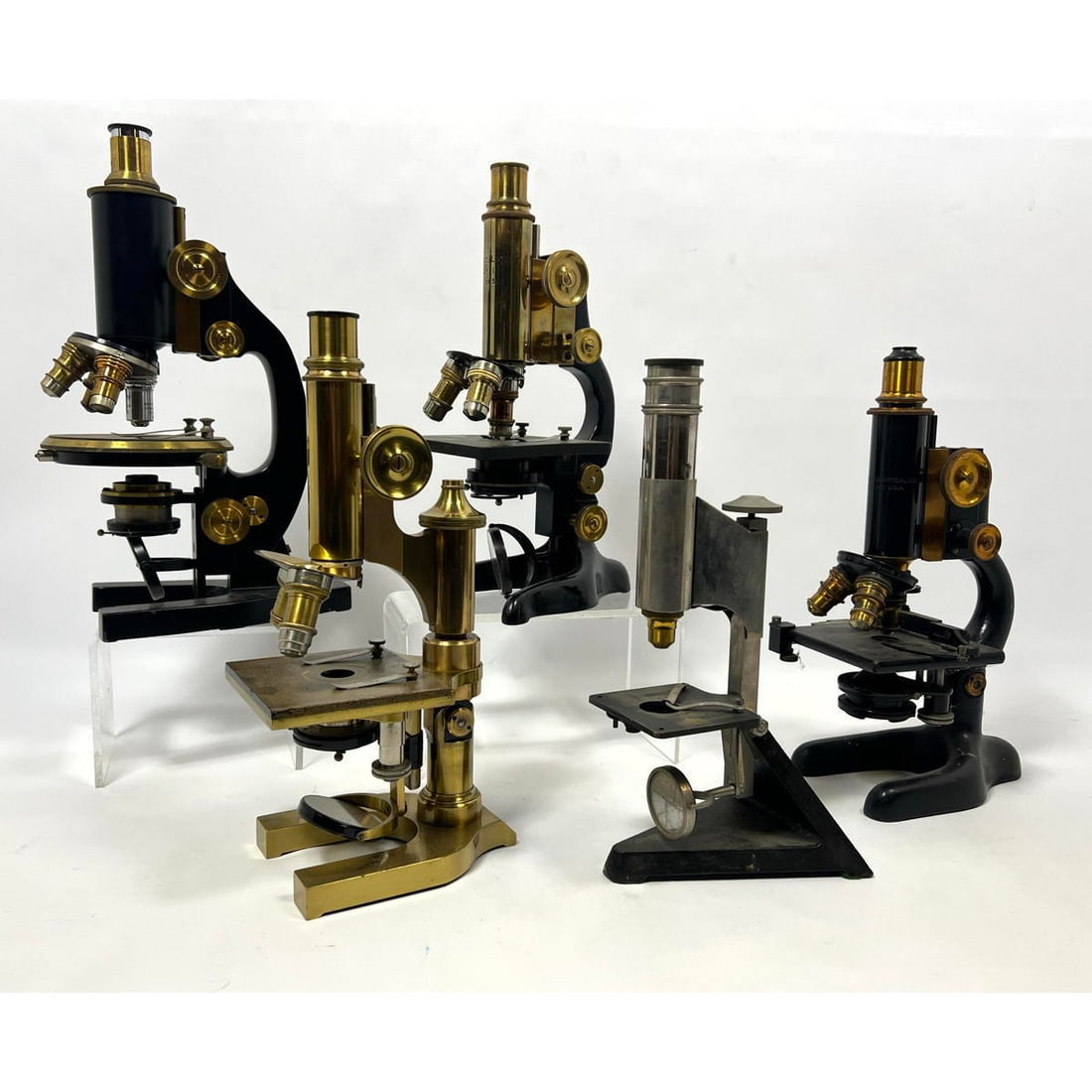 Collection 5 Vintage Microscopes. Various makers including BECK London, E FROELISCH KASSEL-W, ERNST (1 of 17)