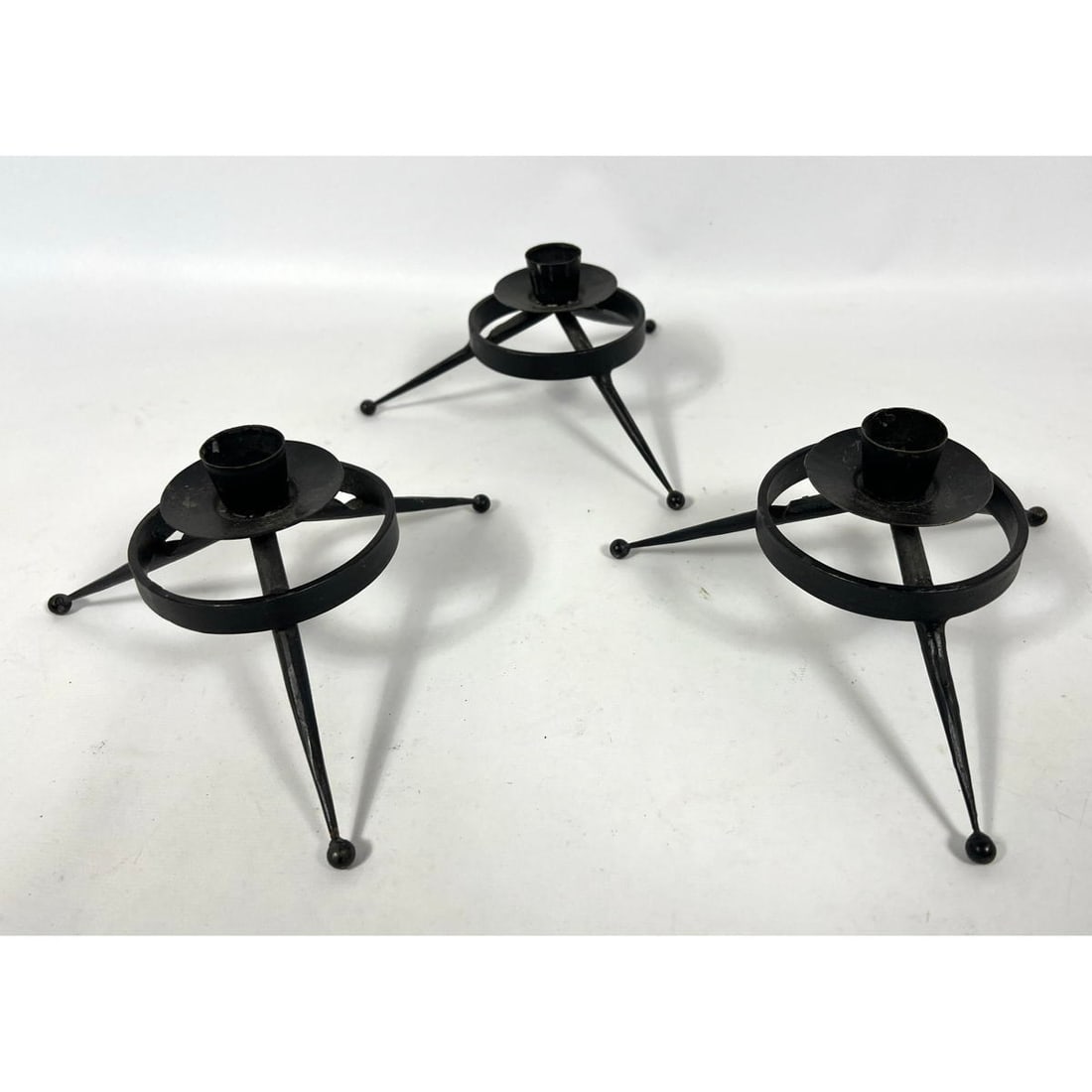 3pc TONY PAUL Steel Tripod Base Candleholders. Modernist Design. (1 of 10)